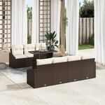 vidaXL Ensemble de canapés de jardin 8 pièces avec coussins Marron en poly rotin