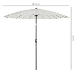 Parasol inclinable rond avec manivelle aluminium fibre de verre polyester diamètre 2 60 m coloris crème