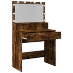 vidaXL Coiffeuse avec LED chêne fumé 80x41x134 5 cm