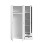 Armoire VARIA - blanc - 3 portes battantes + miroir + 2 tiroirs - 120 x 185 x 51 cm