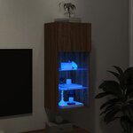 vidaXL Meuble TV avec lumières LED chêne marron 40 5x30x90 cm