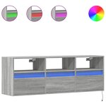 vidaXL Meuble TV mural avec lumières LED sonoma gris 130x31x45 cm