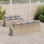 Ensemble de canapé de jardin 8 pièces avec coussins beige en rotin synthétique