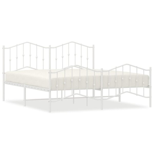 vidaXL Cadre de lit métal sans matelas et pied de lit blanc 180x200 cm