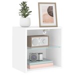 vidaXL Table de chevet murale avec lumières LED blanc
