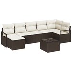 Ensemble de Canapé de Jardin 7 Pièces avec Coussins Gris Polyrotin