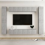 vidaXL Ensemble de meubles TV 10 Pièces Gris béton Bois d'ingénierie