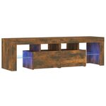vidaXL Meuble TV avec lumières LED Chêne fumé 140x36 5x40 cm