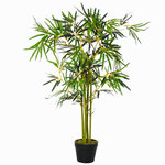 Bambou artificiel hauteur 1 2 m 552 feuilles denses réalistes pot inclus noir avec lichen vert