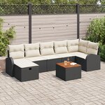 Ensemble de Canapés de Jardin Modular de 8 pièces avec Coussins en Poly Rattan Noir