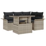 vidaXL Ensemble de Canapés de Jardin 5 Pièces avec Coussins Rattan Poly Gris Clair