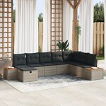 Ensemble de canapé de jardin vidaXL 8 pièces avec coussins en poly rattan gris