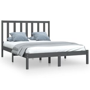 vidaXL Cadre de lit sans matelas gris bois de pin massif 150x200 cm