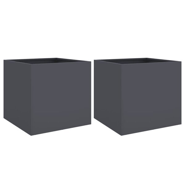 vidaXL Jardinières 2 Pièces anthracite 49x47x46 cm acier laminé à froid