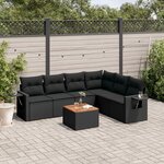 vidaXL Salon de jardin 7 Pièces avec coussins noir résine tressée