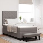 vidaXL Lit à sommier tapissier avec matelas et banc taupe 90x190 cm en tissu