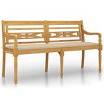 vidaXL Banc Batavia avec coussin beige 150 cm Bois de teck massif