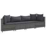 vidaXL Salon de jardin 4 Pièces avec coussins gris résine tressée