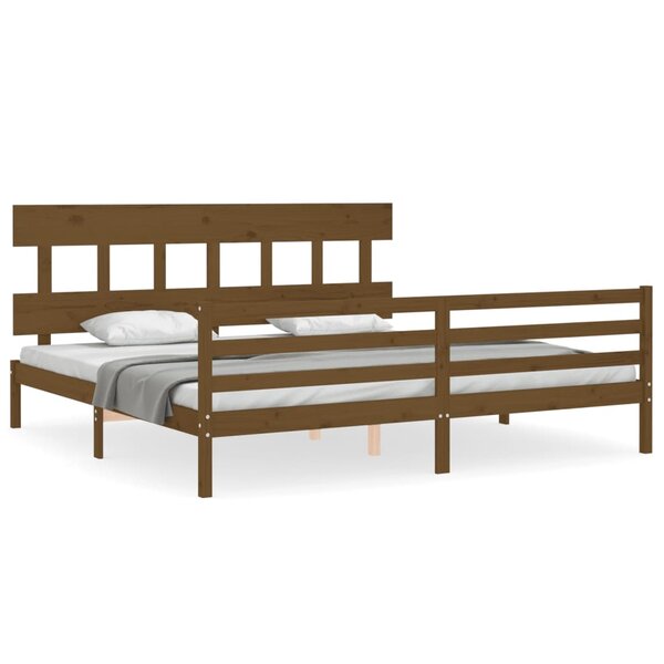 vidaXL Cadre de lit sans matelas marron miel 200x200 cm bois massif