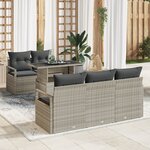 Ensemble de 6 pièces de canapé de jardin en rotin gris clair avec coussins