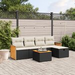 vidaXL Salon de jardin 6 Pièces avec coussins noir résine tressée