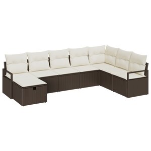 Ensemble de canapés de jardin vidaXL 8 pièces avec coussins marron en rotin synthétique