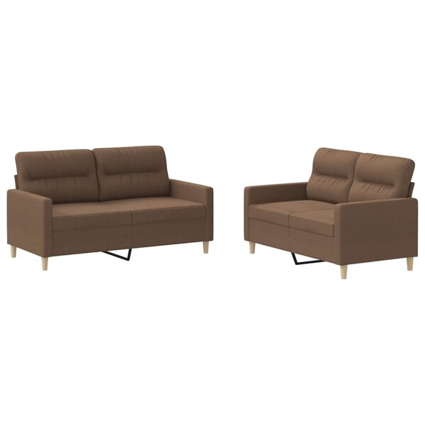 vidaXL Ensemble de canapés 2 Pièces avec coussins Marron Tissu