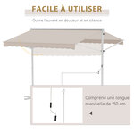 Store double pente manuel rétractable inclinaison réglable acier époxy blanc polyester imperméabilisé anti-UV beige dim. 3L x 2 95l x 2 6H m