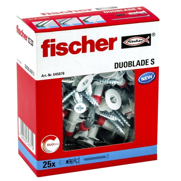 Fischer chevilles de fixation de plaque de plâtre avec vis 25 pcs