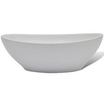 vidaXL Lavabo de salle de bain avec mitigeur Céramique Ovale Blanc