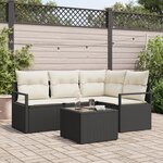 Ensemble de canapé de jardin de 4 pièces avec coussins en rattan poly marron