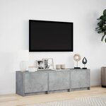 vidaXL Meuble TV avec LED gris béton 140x34x40 cm bois d'ingénierie
