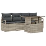 vidaXL Ensemble de Canapés de Jardin 5 pièces avec coussins Gris clair en poly rotin