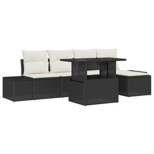 vidaXL Ensemble de canapé de jardin 6 pièces avec coussins noir en poly rotin