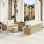 Ensemble de Sofa de Jardin vidaXL 10 pièces avec coussins Beige Poly Rattan Acacia