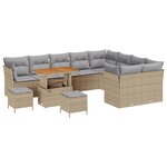 Ensemble de 12 pièces de canapés de jardin avec coussins Beige Rotin Acacia