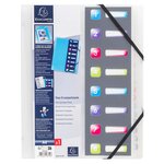 Trieur Polypropylène 3 Rabats Crystal Colours 8 Compartiments - Couleurs Assorties - X 10 - Exacompta