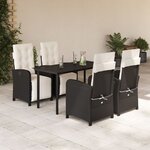 vidaXL Ensemble à manger de jardin coussins 5Pièces Noir Résine tressée