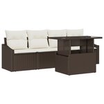 vidaXL Ensemble de canapés de jardin 5 pièces avec coussins marron en poly rotin