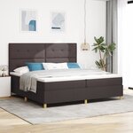 vidaXL Lit ressort Brun foncé 200x200 cm Tissu
