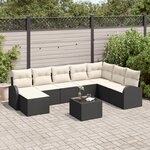 Ensemble de 8 pièces de canapés de jardin avec coussins en poly rotin marron