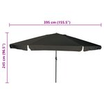 Parasol de jardin vidaXL ø395x245 cm Noir