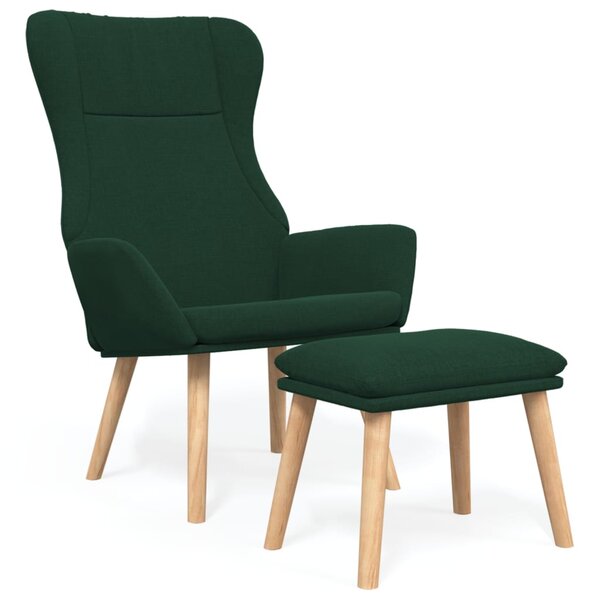 vidaXL Chaise de relaxation avec repose-pied Vert foncé Tissu