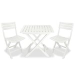 Ensemble de bistro jardin meuble extérieur terrasse pliable 3 pièces plastique blanc 02_0013545