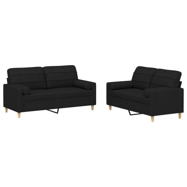 vidaXL Ensemble de canapés 2 Pièces avec coussins noir tissu