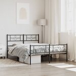 vidaXL Cadre de lit métal avec tête de lit/pied de lit noir 120x190 cm