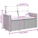Set de canapé de jardin 8 pièces avec coussins noir rotin synthétique acacia