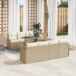 Ensemble de Canapé de Jardin 8 pièces avec Coussins Beige Poly Rattan
