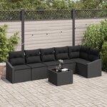 vidaXL Ensemble de salle à manger de jardin 7 pièces avec coussins beige en poly rotin