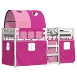 vidaXL Lit superposé avec rideaux rose 75x190 cm bois pin massif